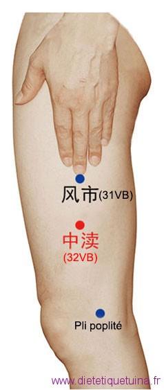 Le point Zhong Du du méridien de la vésicule biliaire (32VB)
