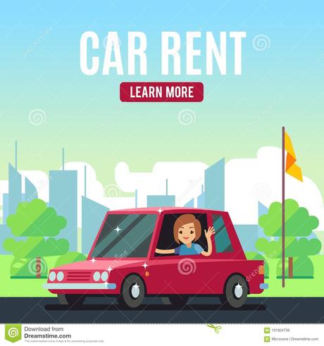 Concept D'affiche De Location De Voiture Fille De Style De La Bande ...