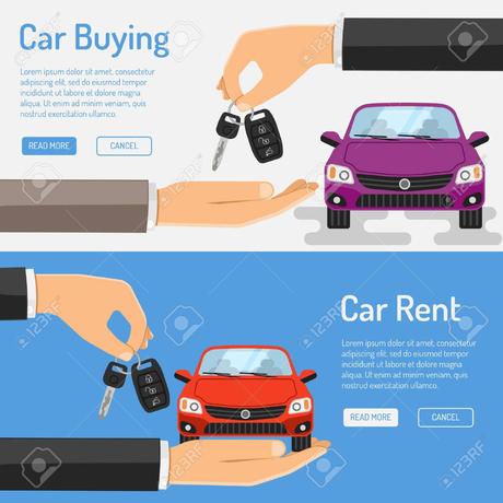 Location amd achat de voiture Bannière pour affiche, Site Web, Publicité comme la main, Voiture et Key.