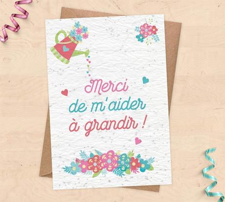 Carte à planter pour cadeau nounou, Maîtresse, ATSEM - Carte de remerciements