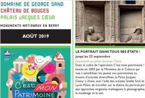 Domaine de George Sand – Château de Bouges- Palais Jacques Cœur – Août 2019
