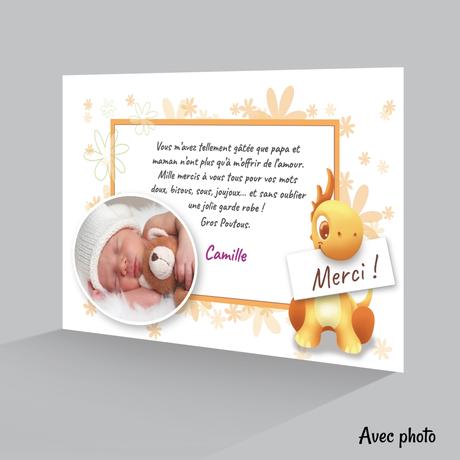 Carte Remerciement Humoristique Bébé Dinosaure Rigolo avec une Photo ...