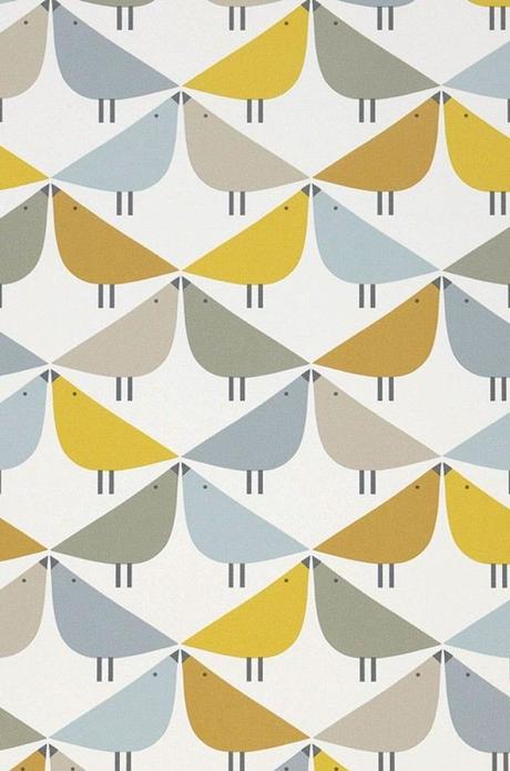 tapisserie douce couleur scandinave géométrique oiseau chambre enfant bébé