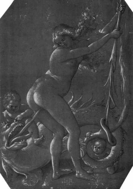 Hans Baldung Grien 1515 Sorciere debout avec un dragon Kunsthalle Karlsruhe