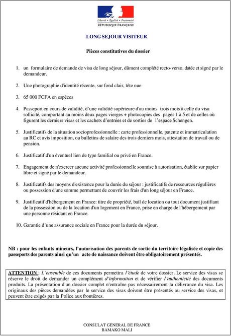 CONSTITUTION DES DOSSIERS DE DEMANDE DE VISA - PDF
