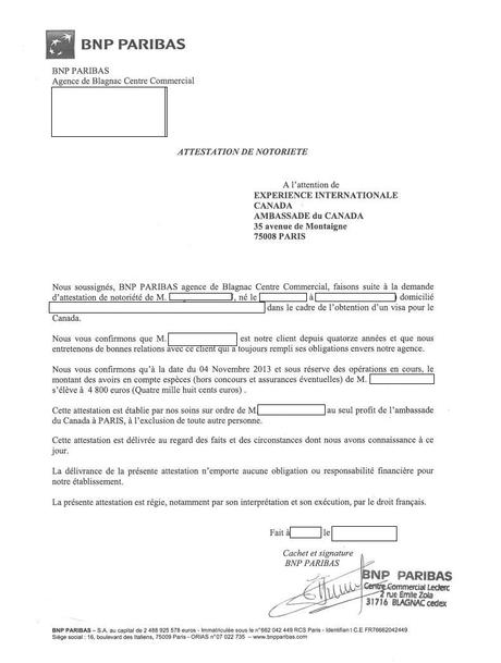 Canada [PVT 2013] PVT et attestations de fonds / justificatif de ...