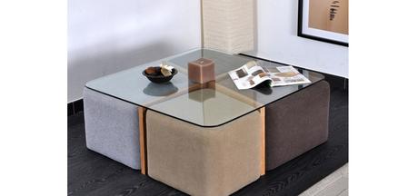 Table basse avec poufs integres pas cher