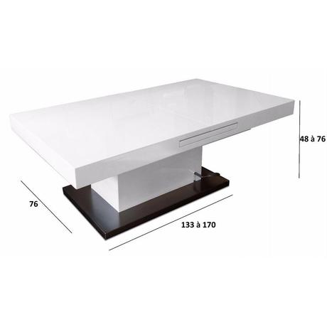 Table basse relevable laquée blanc