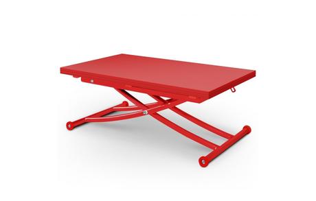 Table basse relevable rouge laqué