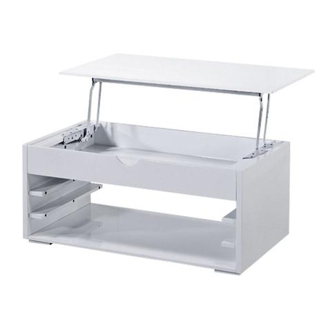 Table basse relevable laquee blanc