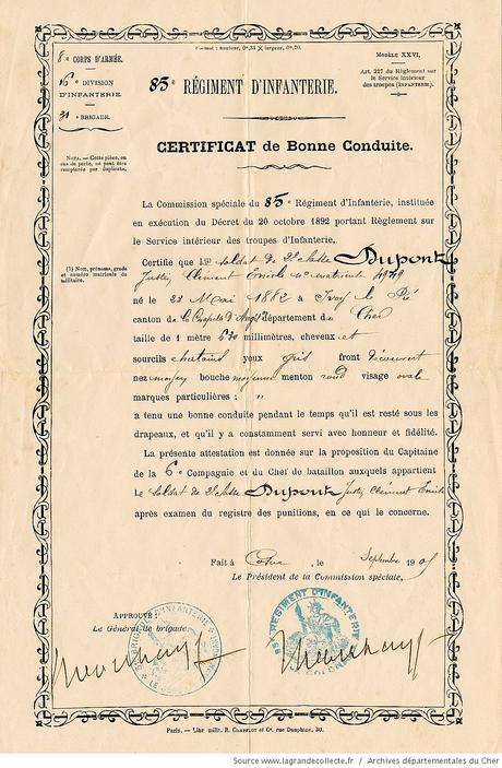 Traces et Mémoires de Malintrat: Le « Certificat de Bonne Conduite »