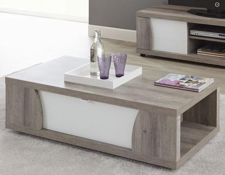 Table basse couleur bois et blanc
