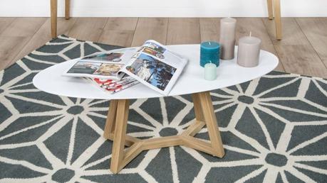 Table basse scandinave blanc et jaune