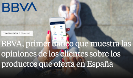 BBVA, primer banco que muestra las opiniones de los clientes sobre los productos que oferta en España