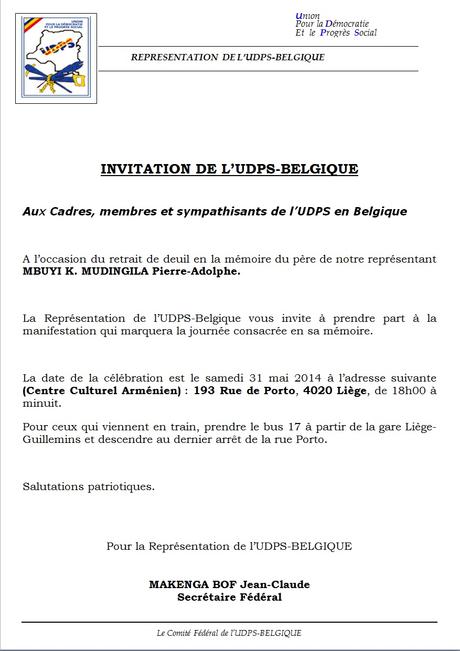 Invitation à la célébration de retrait de deuil à Liège - Forum Udps ...