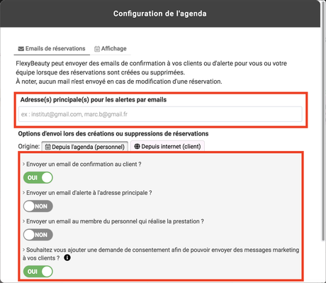 Configurer les envois d'email liés au rdv de l'agenda - Flexy Help ...