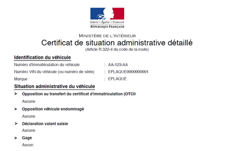 certificat de non appel Le certificat de non-gage et l'immatriculation d'une voiture ...