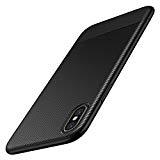 Coque iPhone XS, Coque iPhone X, Yokase Ultra Mince Carbon Fiber TPU Shock Absorption [Poids léger] [Anti-rayures] [Anti-fingerprint] Etui Case Cover pour iPhone XS/X - 5.8pouces - Noir