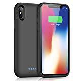 Trswyop Coque Batterie pour iPhone X/XS [6500 mAh], Portable Externe Batterie Puissante Power Bank Chargeur Coque Rechargeable pour iPhone X/XS (5,8 Pouces)