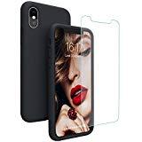 Comparatif des coques iPhone X et XS JASBON Coque iPhone X/XS Coque Silicone Liquide Anti-Rayure avec Protecteur d'écran Gratuit, Housse Protection Silicone Anti-Choc Gel Case pour iPhone X/XS - Noir