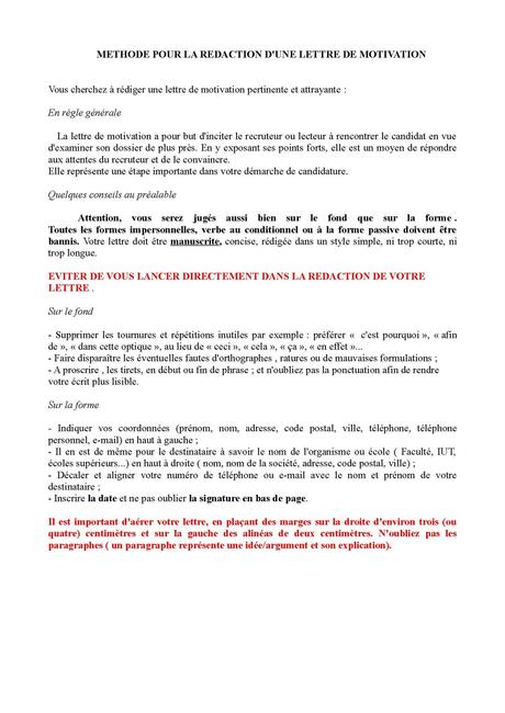 Lettre De Motivation Tutorat Université