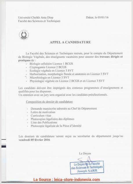Haut Exemple De Lettre De Demande De Candidature À Un Concours ...