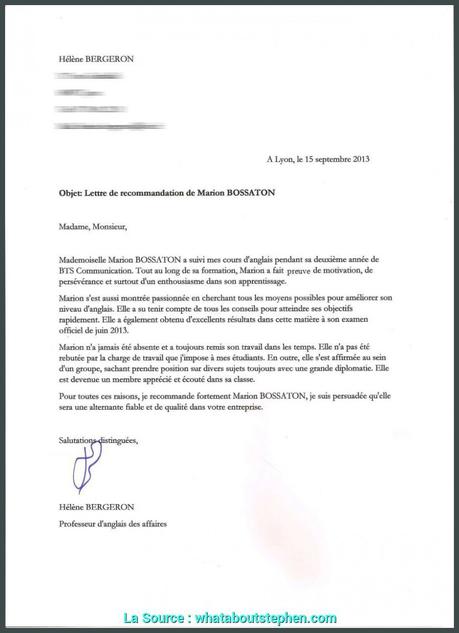 De Valeur Demande De Lettre De Recommandation Prof 15+ Lettre De ...