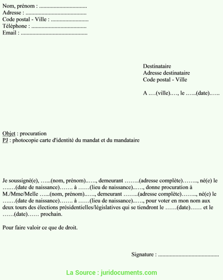 Idéal Exemple De Lettre De Procuration Générale Model Procuration ...