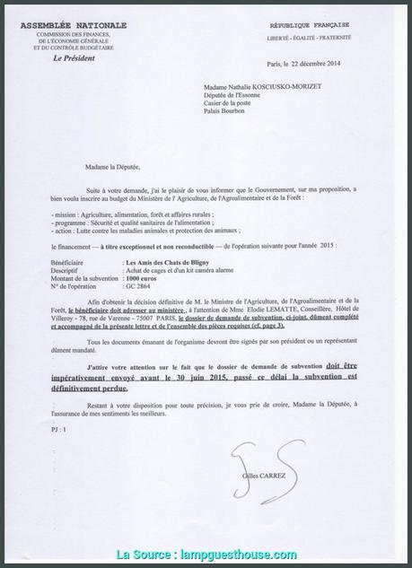 Dernier Lettre De Demande De Subvention Au Président Du Conseil ...