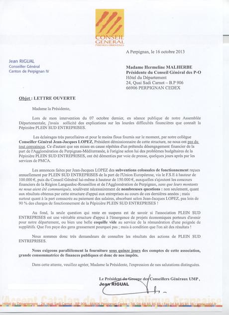 lettre président conseil général PERPIGNAN : Lettre ouverte de Jean Rigual (UMP) à la présidente du ...