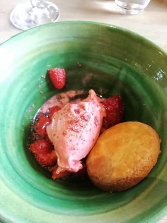 Sorbet fraise, fraises, sablé © Gourmets&co