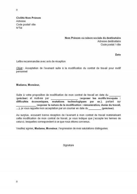 Modele De Lettre D Acceptation De Contrat De Travail Lettre ...