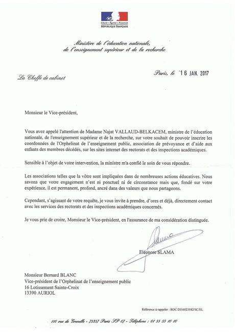 Lettre Ministre De L Education Nationale Paperblog