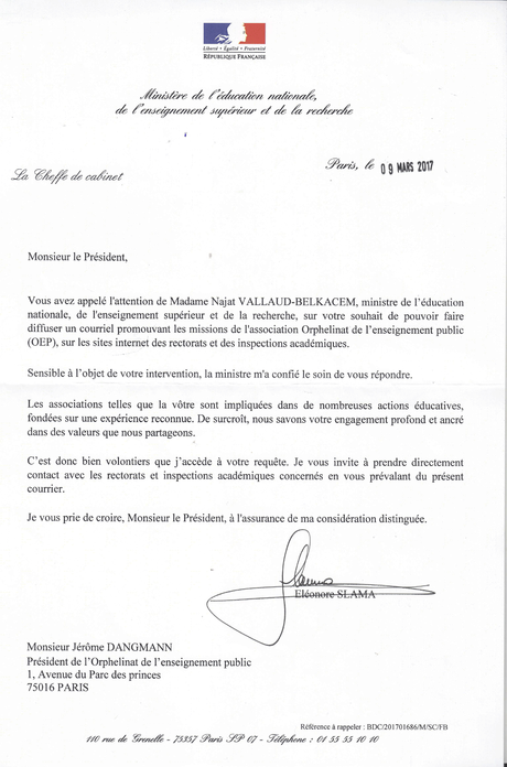 Lettre Du Ministre De Léducation Nationale Aux Enseignants 