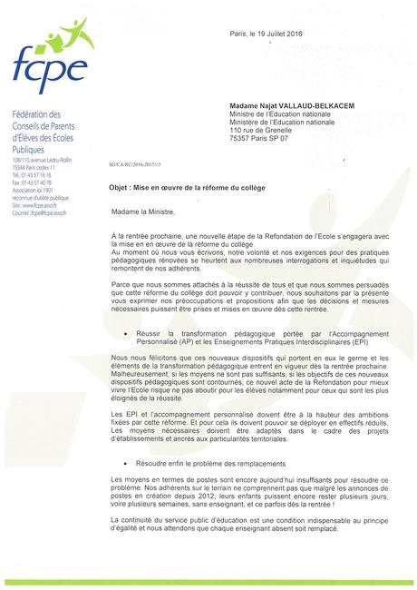 Lettre Ministre De L Education Nationale Paperblog