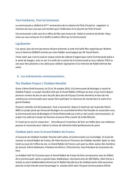 qu’est ce qu’un rapport moral Synagogue de Boulogne: Assemblée générale 2016 - Rapport moral