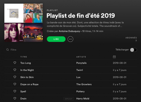 Playlist de fin d'été Playlist de fin d'été