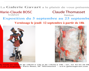 Galerie GAVART  Exposition  Marie-Claude BOSC et Claude THOMASSET – 5/25 Septembre 2019