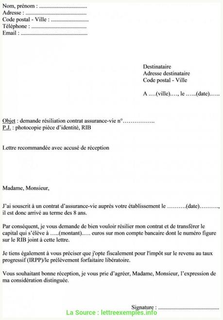 Créatif Modèle Lettre De Résiliation D'Un Contrat De Prestation De ...
