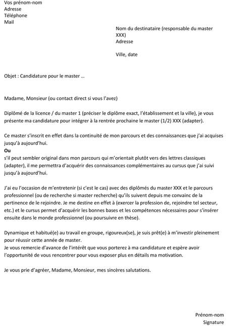 llettre inscription dérogatoire La lettre de motivation parfaite pour candidater à un master ...