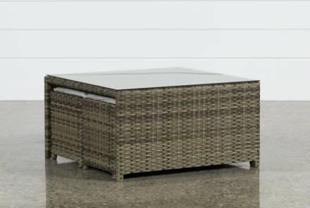 wicker outdoor coffee table outdoor coffee table w two ottomans