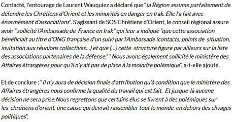 Wauquiez soutient mordicus SOS Chrétiens d’Orient, officine d’extrême-droite