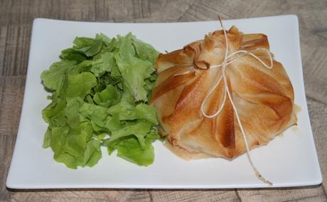 Aumoniere tomate, bacon, chevre