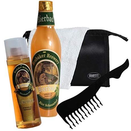Idée de cadeau pour la bière. Brubaker Bath Set 5 Pieces Bière Idée de cadeau pour homme avec trousse de toilette et serviette sexy