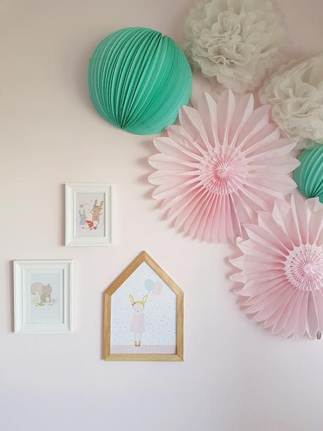 chambre rose et verte décoration papier mural menthe étoile - blog déco - clem around the corner