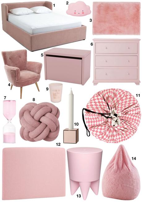 chambre rose et verte shopping list objets décoratif tendance blush - blog déco - clem around the corner