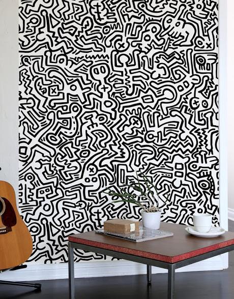 Stickboutik.com - stickers muraux Keith Haring Movement Noir