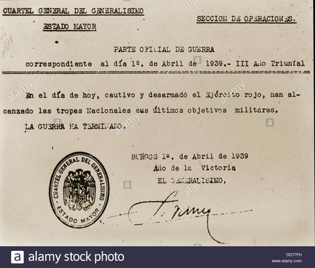 declaration officielle Déclaration officielle de Francisco Franco déclarer la fin ...