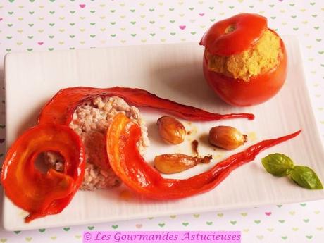 Poêlée de Poivrons et tomates farcies surprises (Vegan) Poêlée de Poivrons et tomates farcies surprises (Vegan)