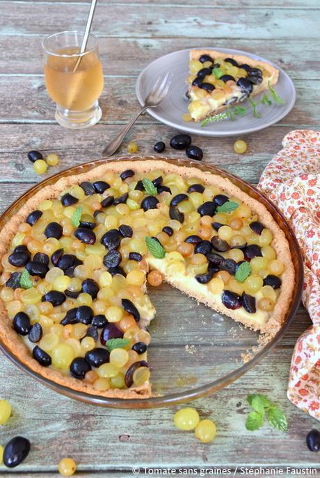 Tarte végane au raisin et à la crème pâtissière Tarte végane au raisin et à la crème pâtissière